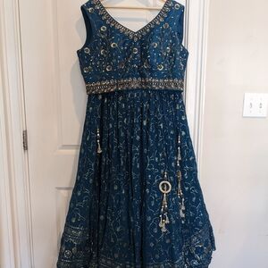 Blue and Gold Lehenga